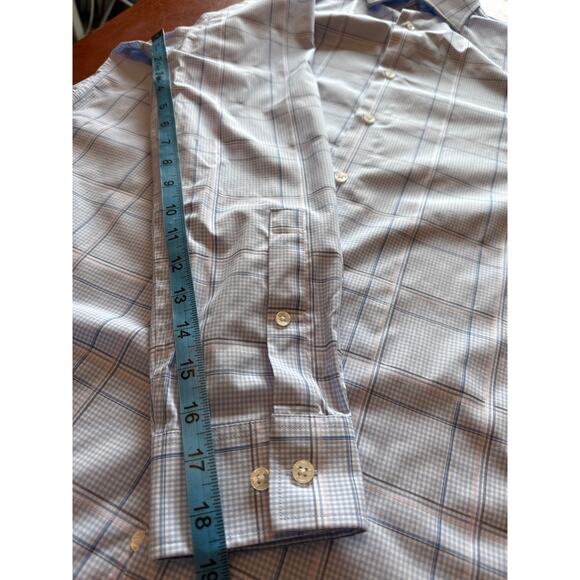 Michael Kors Men’s Plaid Dress Shirt Blue White 16/32-33 Airsoft - Picture 7 of 10